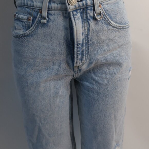 Women Rag & Bone New Girl Ruth Light Blue Super High-Rise Straight Denim Jean 26 - Picture 4 of 10